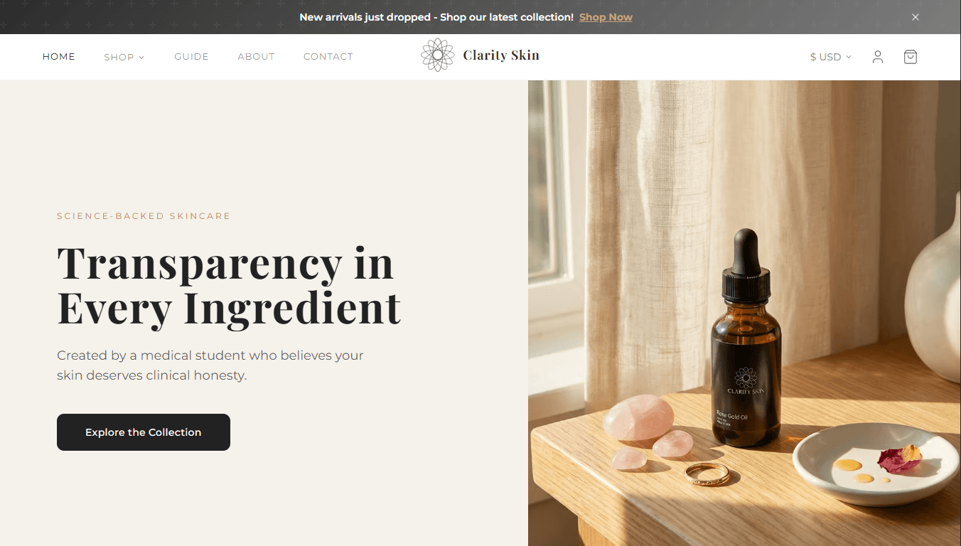 Clarity Skin store screenshot